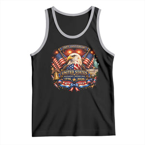 250 Years Of Freedom America Tank Top USA Independence 250th Anniversary 1776 2026 Patriotic Eagle Flag TS10 Black Athletic Heather Print Your Wear