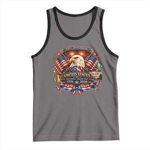 250 Years Of Freedom America Tank Top USA Independence 250th Anniversary 1776 2026 Patriotic Eagle Flag TS10 Deep Heather Black Print Your Wear