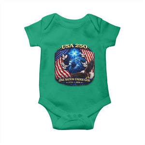 US 250th Anniversary Baby Onesie 250 Years One Nation Under God Christian Patriotic Cross USA Flag TS10 Irish Green Print Your Wear