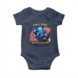 US 250th Anniversary Baby Onesie 250 Years One Nation Under God Christian Patriotic Cross USA Flag TS10 Navy Print Your Wear