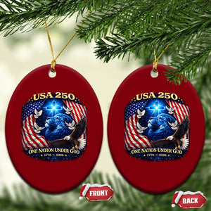US 250th Anniversary Ceramic Ornament 250 Years One Nation Under God Christian Patriotic Cross USA Flag TS10 Print Your Wear