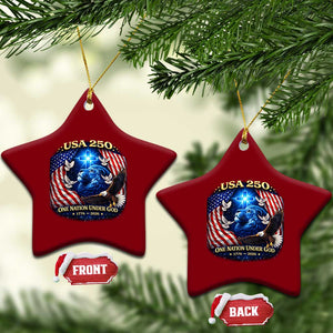 US 250th Anniversary Ceramic Ornament 250 Years One Nation Under God Christian Patriotic Cross USA Flag TS10 Print Your Wear