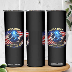 US 250th Anniversary Skinny Tumbler 250 Years One Nation Under God Christian Patriotic Cross USA Flag TS10 Print Your Wear