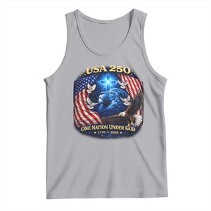 US 250th Anniversary Tank Top 250 Years One Nation Under God Christian Patriotic Cross USA Flag TS10 Athletic Heather Print Your Wear