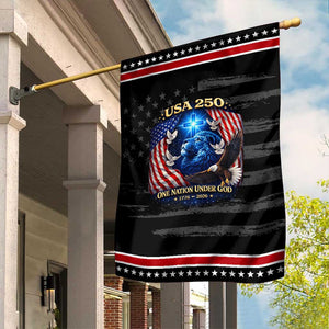 US 250th Anniversary Garden Flag 250 Years One Nation Under God Christian Patriotic Cross USA Flag TS10 Distressed Black Red Print Your Wear