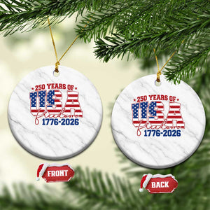 USA 250 Years Of Freedom Ceramic Ornament USA Independence 250th Anniversary 1776 2026 Patriotic Flag TS10 1pc White Marble Print Your Wear