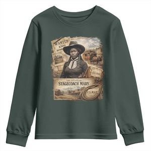 Black History Black Cowgirl Youth Sweatshirt Western Rodeo African American Melanin Texas Women TS10 Dark Forest Green Print Your Wear