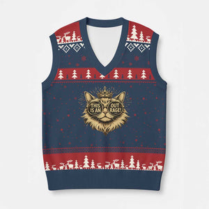 Funny Princess Cat V-Neck Knit Sweater Vest This Is An Outrage Donut Gold Cat Lover Gifts TS10 Navy Red Print Your Wear