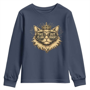 Funny Princess Cat Youth Sweatshirt This Is An Outrage Donut Gold Cat Lover Gifts TS10 Navy Print Your Wear