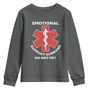 Do Not Pet Husband Youth Sweatshirt Funny Sarcastic Saying TS10 Dark Heather Print Your Wear