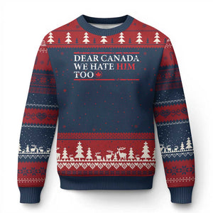 Dear Canada We Hate Him Too Ugly Christmas Sweater Canadian Independence TS10 Navy Red Print Your Wear