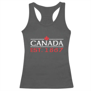 Canadian Maple Leaf Racerback Tank Top Canada Flag Vintage Retro Sport TS10 Dark Heather Print Your Wear