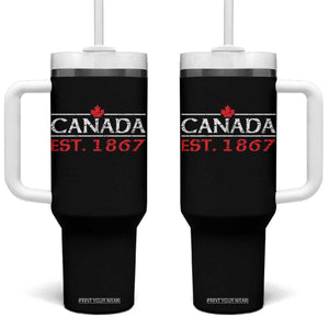 Canadian Maple Leaf Tumbler With Handle Canada Flag Vintage Retro Sport TS10 One Size: 40 oz Black Print Your Wear