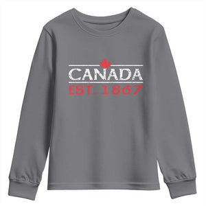 Canadian Maple Leaf Youth Sweatshirt Canada Flag Vintage Retro Sport TS10 Charcoal Print Your Wear