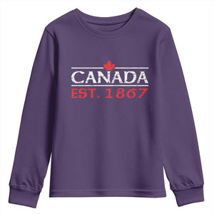 Canadian Maple Leaf Youth Sweatshirt Canada Flag Vintage Retro Sport TS10 Purple Print Your Wear
