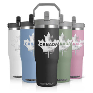 Canada Flag Flip Straw Tumbler Canadian Maple Leaf Vintage Retro Sport TS10 Print Your Wear