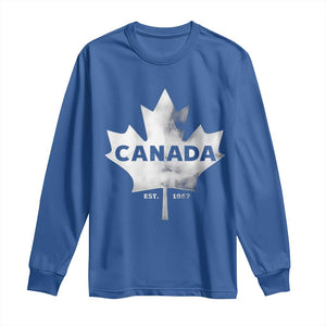 Canada Flag Long Sleeve Shirt Canadian Maple Leaf Vintage Retro Sport TS10 Royal Blue Print Your Wear