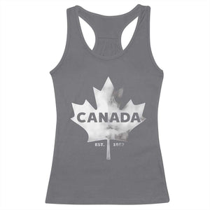 Canada Flag Racerback Tank Top Canadian Maple Leaf Vintage Retro Sport TS10 Charcoal Print Your Wear