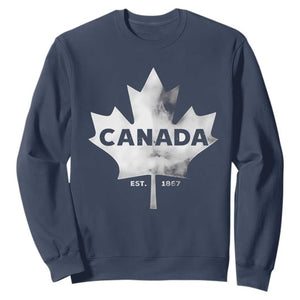Canada Flag Sweatshirt Canadian Maple Leaf Vintage Retro Sport TS10 Navy Print Your Wear
