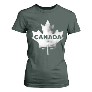 Canada Flag T Shirt For Women Canadian Maple Leaf Vintage Retro Sport TS10 Dark Forest Green Print Your Wear