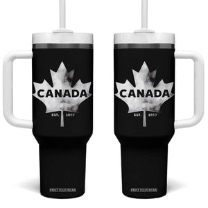 Canada Flag Tumbler With Handle Canadian Maple Leaf Vintage Retro Sport TS10 One Size: 40 oz Black Print Your Wear