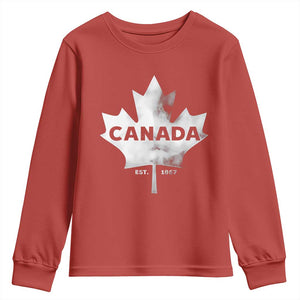 Canada Flag Youth Sweatshirt Canadian Maple Leaf Vintage Retro Sport TS10 Red Print Your Wear