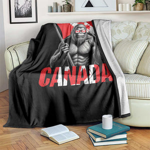 Bigfoot Canada Flag Throw Blanket Canadian Maple Leaf Patriotic Sasquatch TS10 Print Your Wear