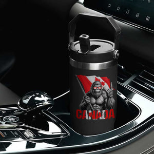 Bigfoot Canada Flag Flip Straw Tumbler Canadian Maple Leaf Patriotic Sasquatch TS10 Print Your Wear