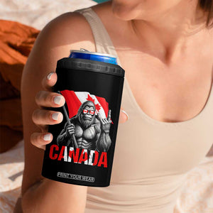 Bigfoot Canada Flag 4 in 1 Can Cooler Tumbler Canadian Maple Leaf Patriotic Sasquatch TS10 Print Your Wear