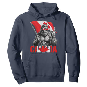 Bigfoot Canada Flag Hoodie Canadian Maple Leaf Patriotic Sasquatch TS10 Navy Print Your Wear