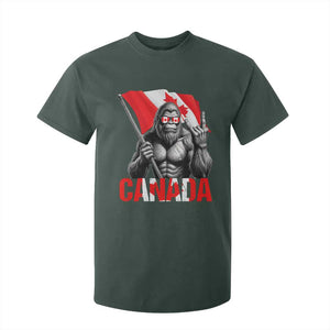 Bigfoot Canada Flag T Shirt For Kid Canadian Maple Leaf Patriotic Sasquatch TS10 Dark Forest Green Print Your Wear