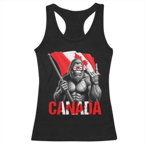 Bigfoot Canada Flag Racerback Tank Top Canadian Maple Leaf Patriotic Sasquatch TS10 Black Print Your Wear