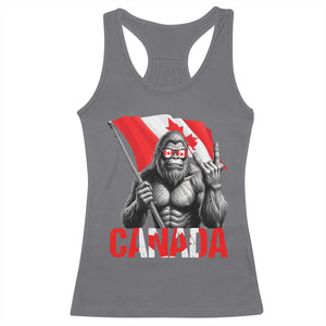 Bigfoot Canada Flag Racerback Tank Top Canadian Maple Leaf Patriotic Sasquatch TS10 Charcoal Print Your Wear