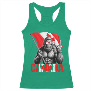 Bigfoot Canada Flag Racerback Tank Top Canadian Maple Leaf Patriotic Sasquatch TS10 Irish Green Print Your Wear