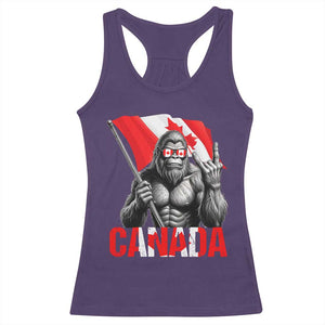 Bigfoot Canada Flag Racerback Tank Top Canadian Maple Leaf Patriotic Sasquatch TS10 Purple Print Your Wear