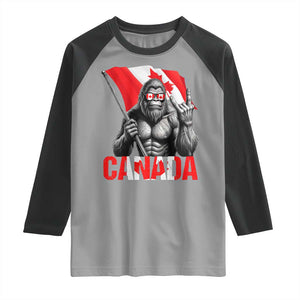 Bigfoot Canada Flag Raglan Shirt Canadian Maple Leaf Patriotic Sasquatch TS10 Sport Gray Black Print Your Wear