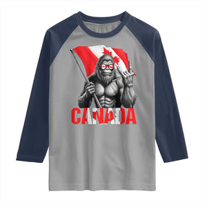 Bigfoot Canada Flag Raglan Shirt Canadian Maple Leaf Patriotic Sasquatch TS10 Sport Gray Navy Print Your Wear
