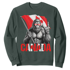 Bigfoot Canada Flag Sweatshirt Canadian Maple Leaf Patriotic Sasquatch TS10 Dark Forest Green Print Your Wear