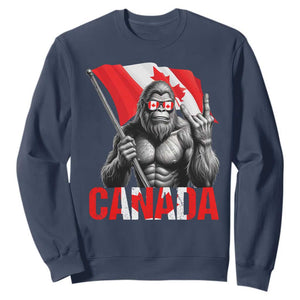 Bigfoot Canada Flag Sweatshirt Canadian Maple Leaf Patriotic Sasquatch TS10 Navy Print Your Wear
