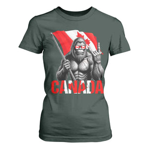 Bigfoot Canada Flag T Shirt For Women Canadian Maple Leaf Patriotic Sasquatch TS10 Dark Forest Green Print Your Wear
