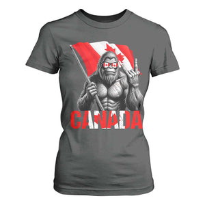 Bigfoot Canada Flag T Shirt For Women Canadian Maple Leaf Patriotic Sasquatch TS10 Dark Heather Print Your Wear
