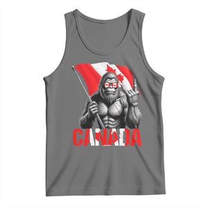 Bigfoot Canada Flag Tank Top Canadian Maple Leaf Patriotic Sasquatch TS10 Black Heather Print Your Wear