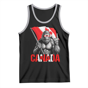 Bigfoot Canada Flag Tank Top Canadian Maple Leaf Patriotic Sasquatch TS10 Black Athletic Heather Print Your Wear