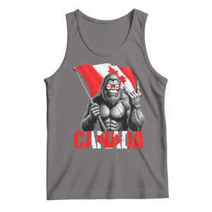 Bigfoot Canada Flag Tank Top Canadian Maple Leaf Patriotic Sasquatch TS10 Deep Heather Print Your Wear