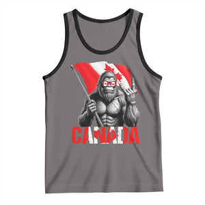 Bigfoot Canada Flag Tank Top Canadian Maple Leaf Patriotic Sasquatch TS10 Deep Heather Black Print Your Wear