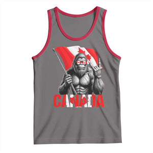 Bigfoot Canada Flag Tank Top Canadian Maple Leaf Patriotic Sasquatch TS10 Deep Heather Red Print Your Wear