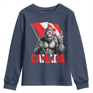Bigfoot Canada Flag Youth Sweatshirt Canadian Maple Leaf Patriotic Sasquatch TS10 Navy Print Your Wear