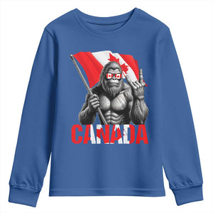 Bigfoot Canada Flag Youth Sweatshirt Canadian Maple Leaf Patriotic Sasquatch TS10 Royal Blue Print Your Wear