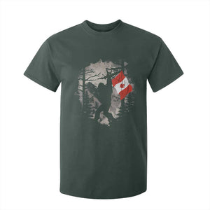 Bigfoot Canada Flag T Shirt For Kid Retro Sasquatch Forest Rock On TS10 Dark Forest Green Print Your Wear