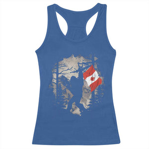 Bigfoot Canada Flag Racerback Tank Top Retro Sasquatch Forest Rock On TS10 Royal Blue Print Your Wear